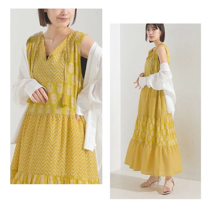 日本 OMNES - 100%印度棉 奢華印花流蘇無袖洋裝-紫