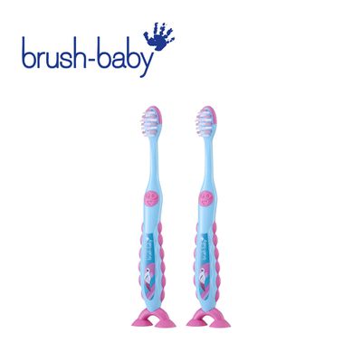 Brush Baby - 幼兒雙吸盤式牙刷-紅鶴-(3-6Y) 2入