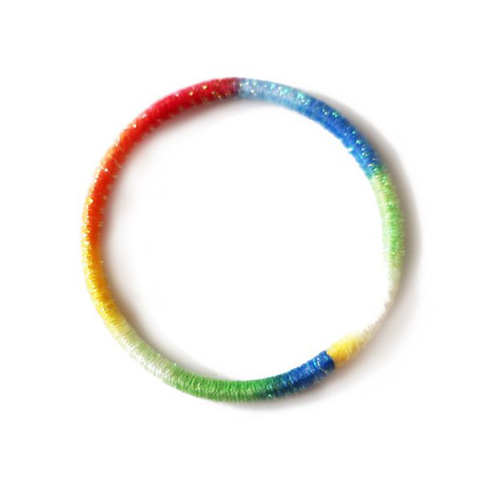 日本 Melody Accessory - 日本製 專利耐用漸層金蔥髮圈(5入組)-粉彩彩虹