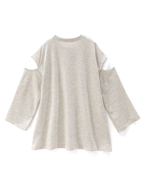 日本 GRL - 慵懶落肩開袖設計長版上衣-黑 (F)