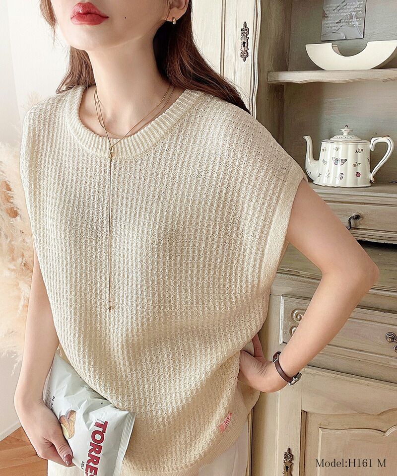 日本 Classical Elf - 百搭清新鉤針無袖上衣/背心-黑