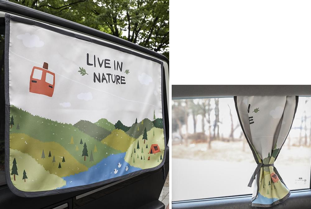 韓國 Bebe Deco - 完美遮光六層磁鐵遮陽窗簾-俯瞰綠野 (65*45cm)