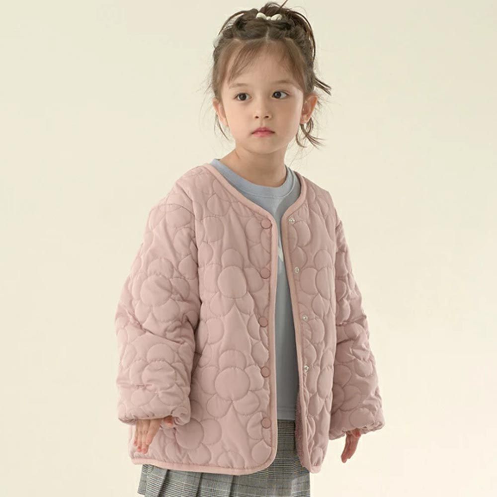 日本 Lycee mine - 夢幻少女造型絎縫鋪棉外套-花朵-粉紅