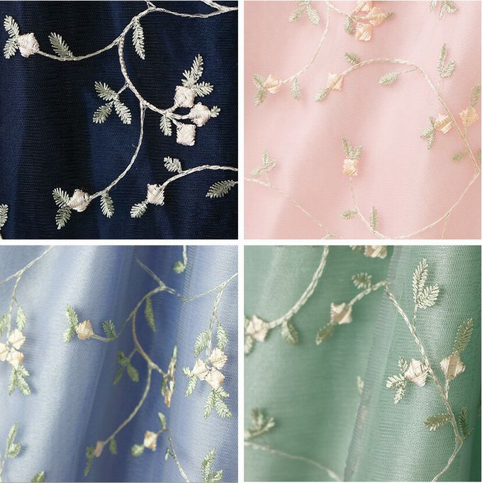 日本 Catherine Cottage - 精緻花朵刺繡薄紗洋裝/小禮服-附繡球花別針-水藍