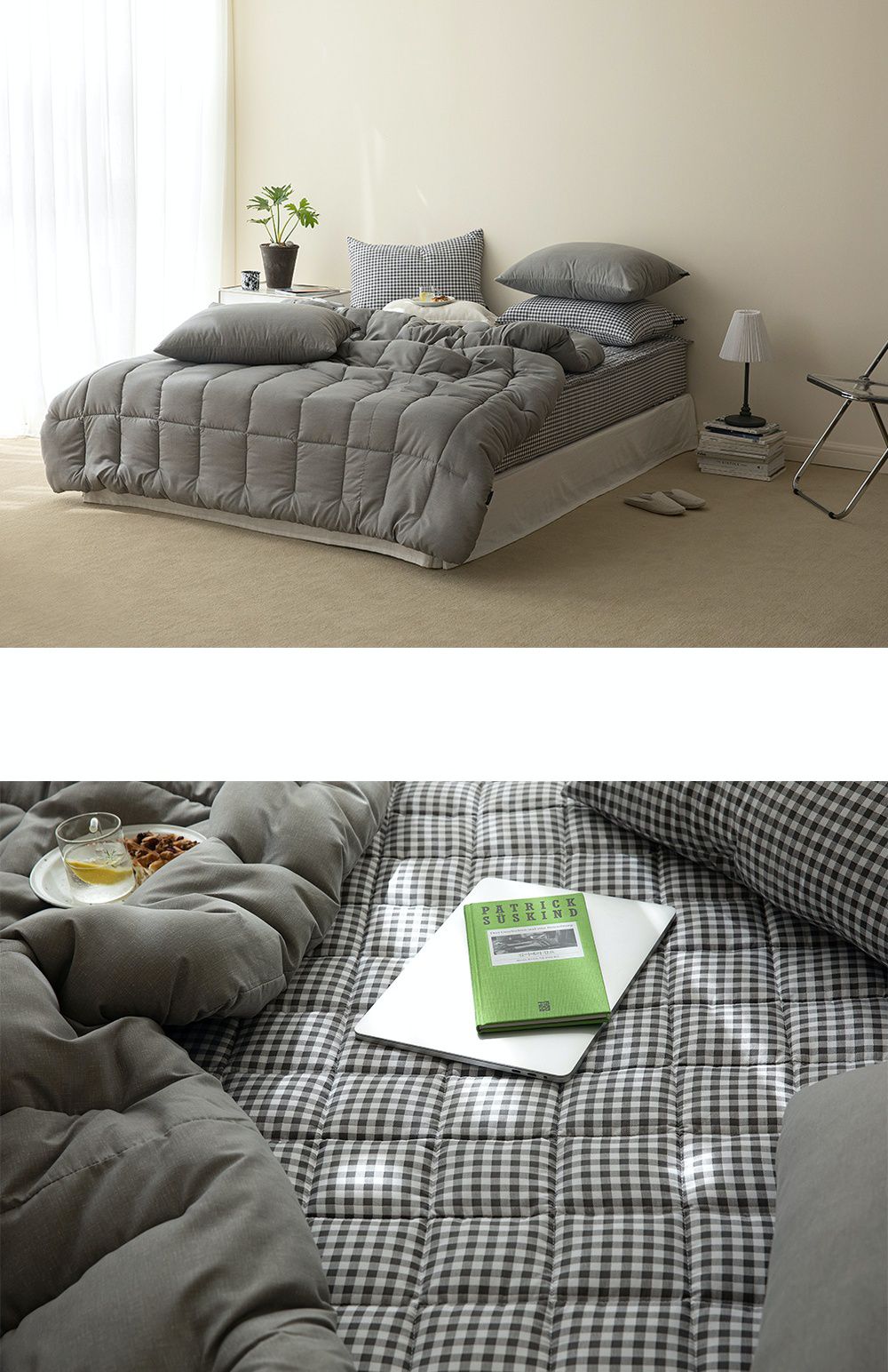 韓國 Maatila - 可水洗超細纖維桃皮感四季被-迷霧灰