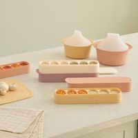 韓國 MOYUUM - 雙層密封白金矽膠副食品分裝盒(6格)-香草白