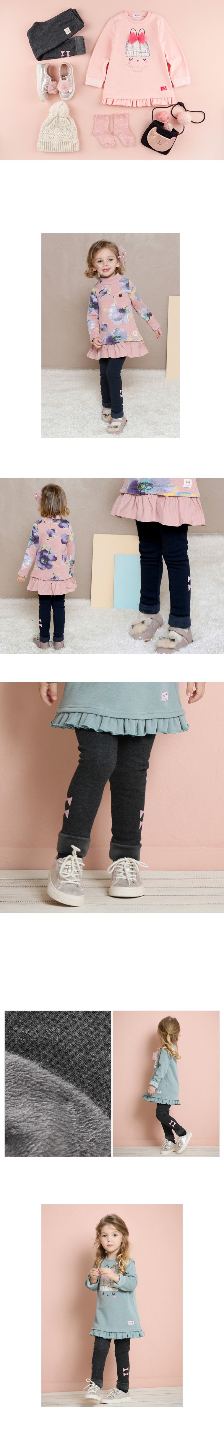 韓國 Jelispoon - (內刷毛)雙蝴蝶結內搭褲-粉紅