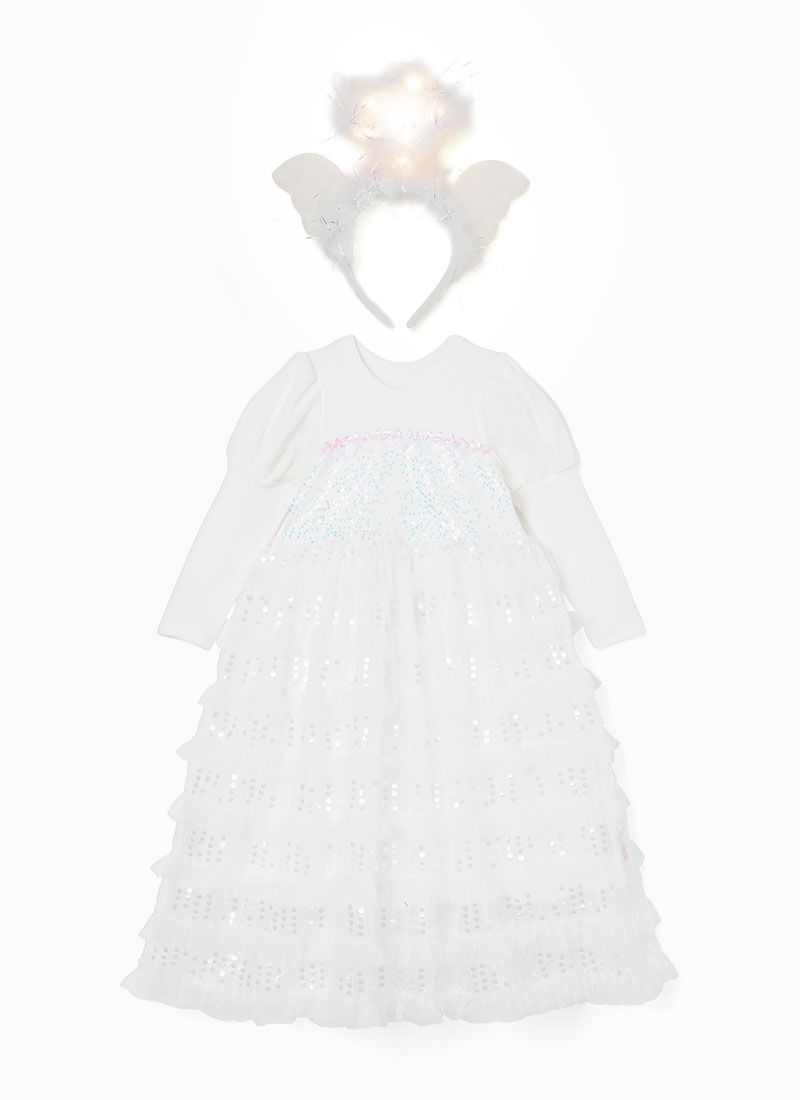 韓國 OZKIZ - 白雪天使洋裝(附發光髮飾)-白
