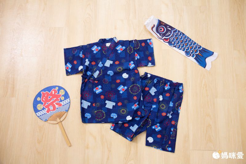 akachan honpo - 兩件式甚平-日本傳統圖案拼布-深藍色