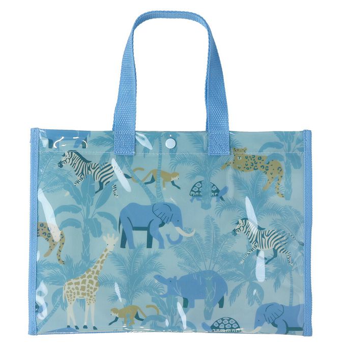 日本 ZOOLAND - 防水PVC手提袋/游泳包-海洋世界-深藍 (25x34cm)