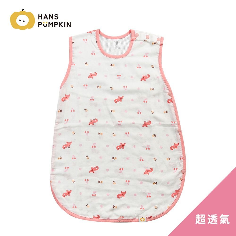 夏季超透氣純棉二層紗防踢被(2種尺寸)-蜜桃小狐狸