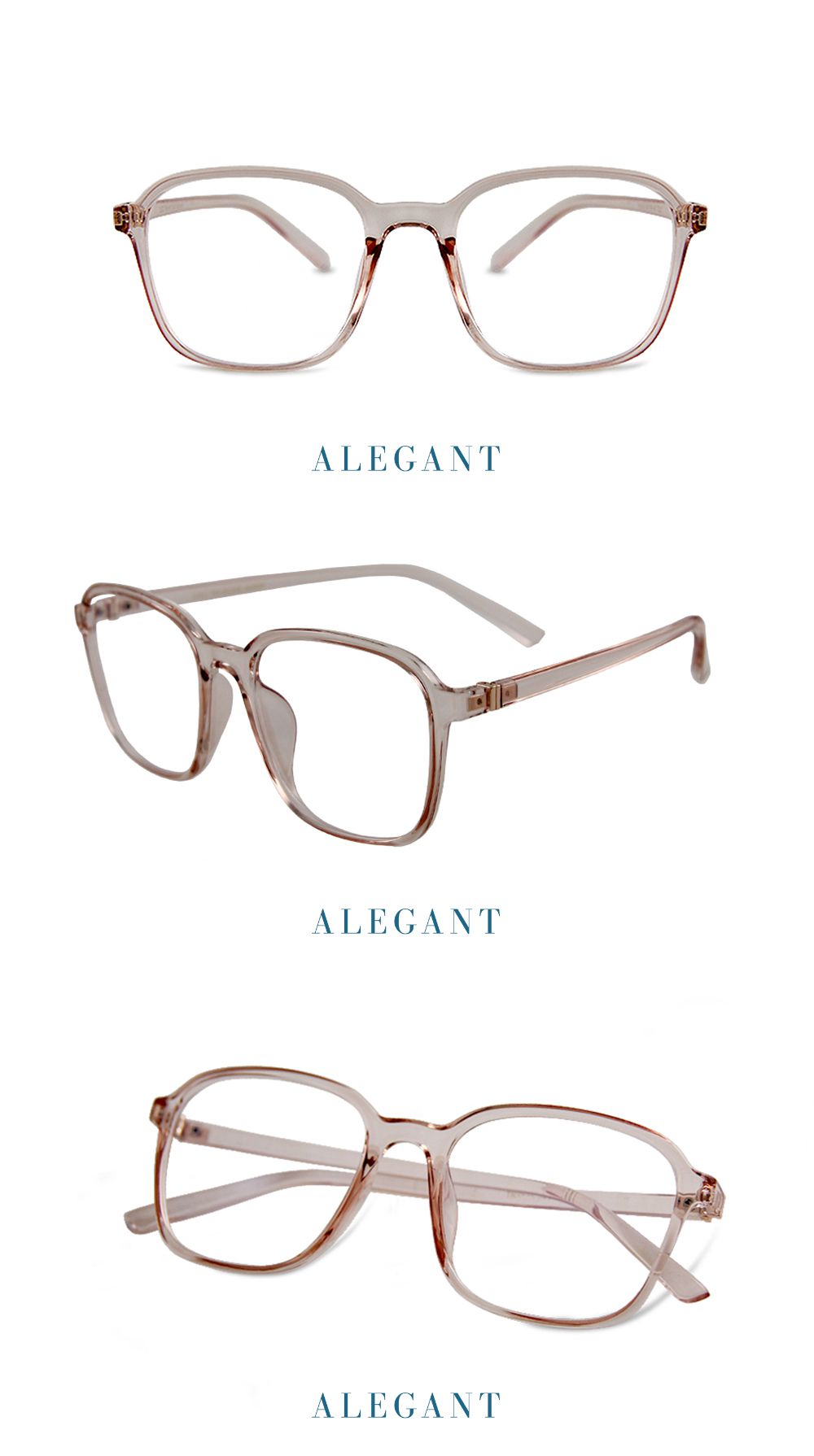 ALEGANT - 個性玩色復古透視感彗星棕TR90輕量幾何方框UV400濾藍光眼鏡