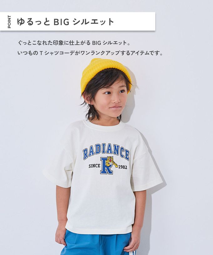 日本 devirock - 100%棉 定番印花寬版短袖上衣-紅布魯克林-白