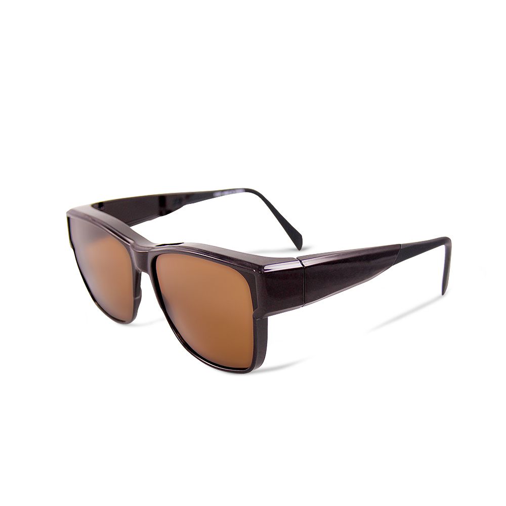 ALEGANT - 潮流深桔棕方框可彎折鏡腳全罩式偏光墨鏡│外掛式UV400太陽眼鏡包覆套鏡│車用太陽眼鏡