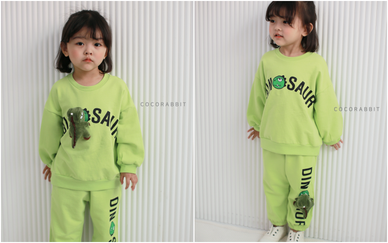 韓國 Coco rabbit - 恐龍娃娃休閒套裝-象牙白