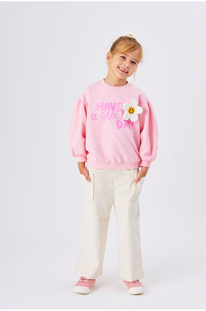 韓國 OZKIZ - 鬆緊腰燈芯絨大口袋長褲-象牙白