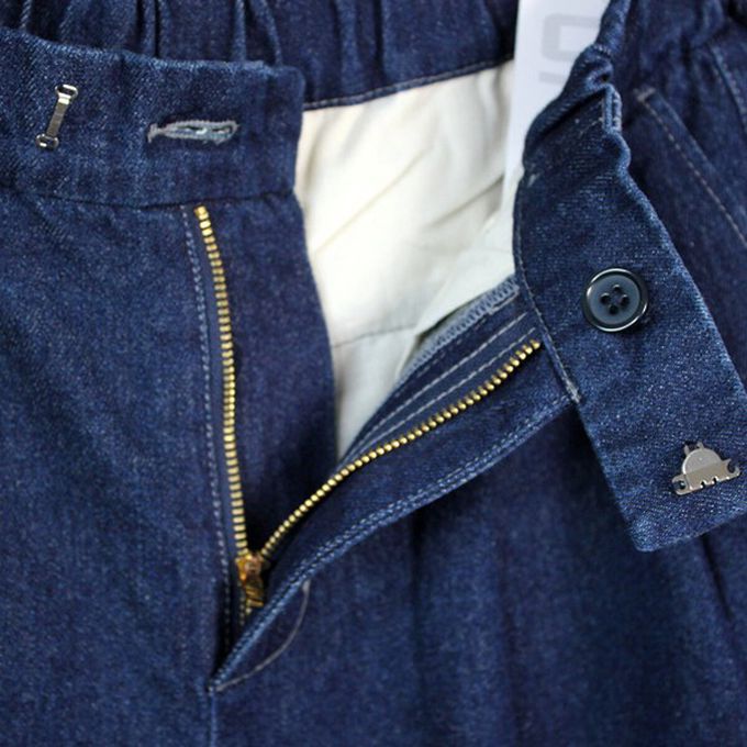 日本女裝代購 - [熱銷款] 超藏肉休閒錐形美腿褲-丹寧-條紋藍