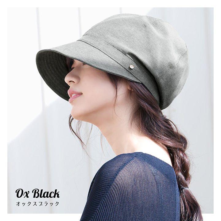 日本 irodori - 抗UV小顏效果遮陽帽-仿舊黑