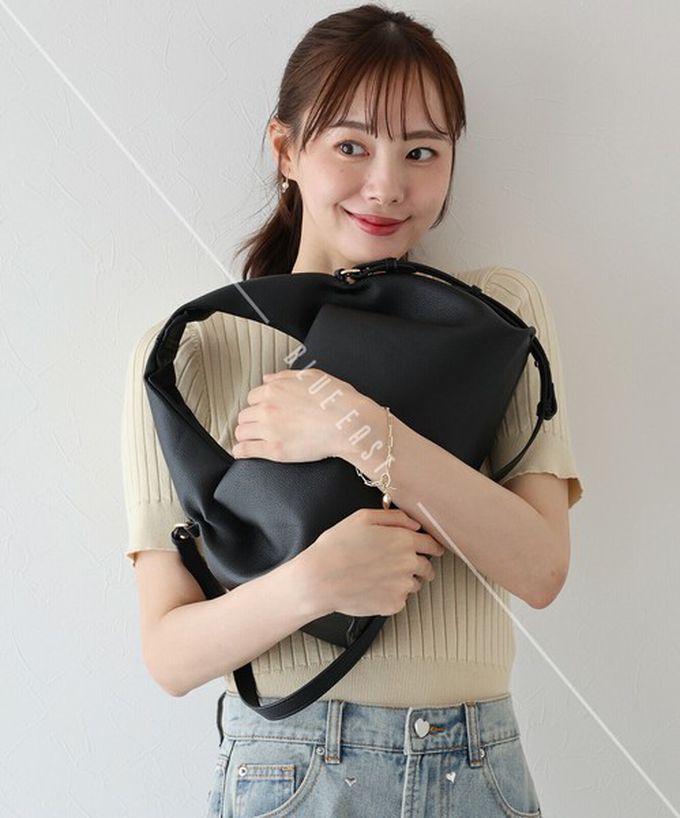 日本 BLUE EAST - 圓潤俏麗2way手提包(附長揹帶)-卡其