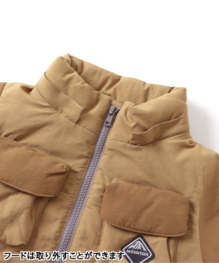 日本 BREEZE - 多口袋頂級保暖鋪棉連帽外套-卡其