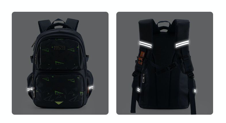 大容量多隔層減壓書包(胸扣)-幾何米奇28-黑色 (建議身高145-175cm)