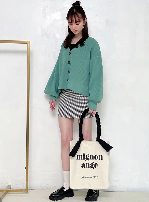 日本 GRL - 可愛天使緞帶長形托特包-綠