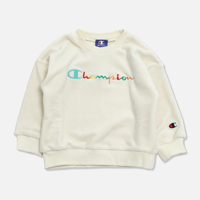 日本 Chil2 - Champion聯名 彩色logo搖粒絨長袖上衣-橘黃