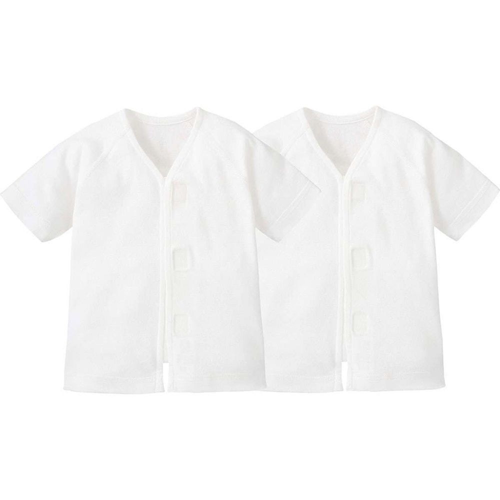 日本 Combi - mini系列-純棉肚衣(黏貼式,7分袖)-白色*2 (60-70)