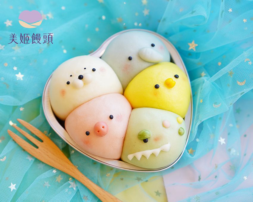美姬饅頭 - 擠擠動物園鮮乳造型包子 (一盒五入)-245g