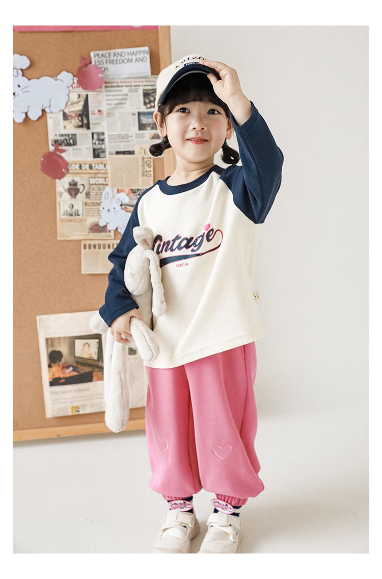 腰鬆緊百搭休閒束口長褲-愛心-粉色