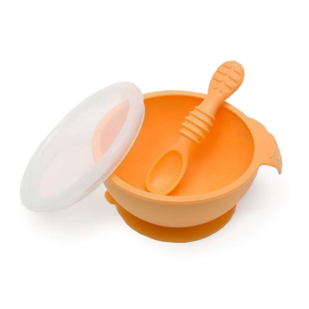 美國 Bumkins - 寶寶矽膠餐碗組-香橙黃