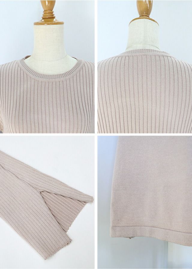 日本 BLUE EAST - 優雅花瓣袖羅紋針織洋裝-粉膚