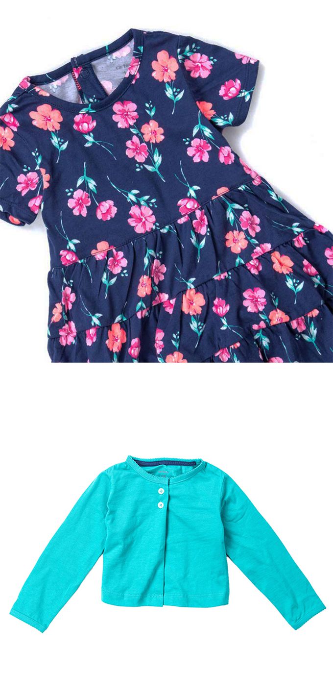 美國 Carter's - 扶桑花短袖洋裝+長袖小外套2件組 (24 M)