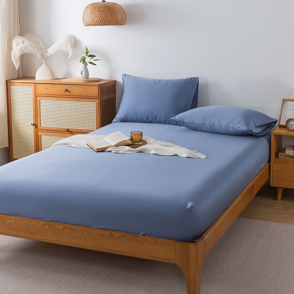 60支天絲床包枕套組-海霧藍