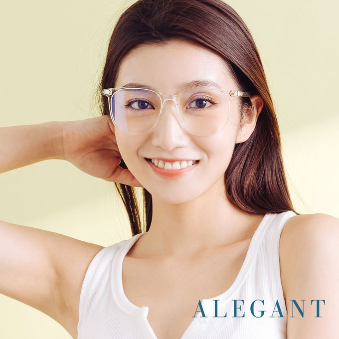 ALEGANT - 輕感舒適質感TR90輕量空輕透方框UV400濾藍光眼鏡