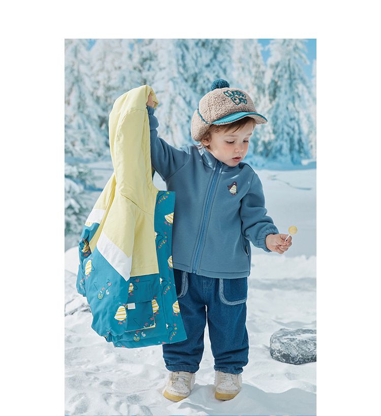 加厚拼色三合一衝鋒外套-QQ海豹-粉色