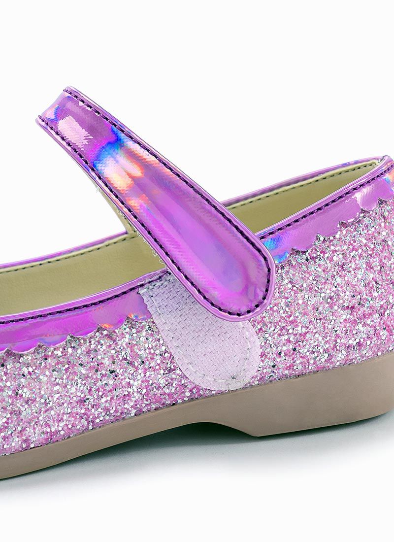 韓國 OZKIZ - 愛心寶石蝴蝶結亮粉皮鞋