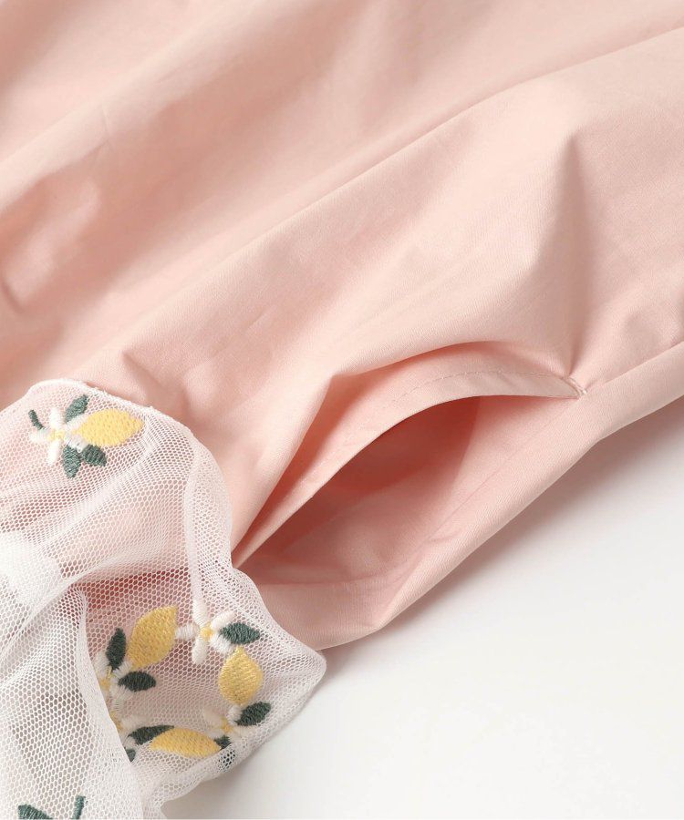 日本 apres les cours - 可愛檸檬刺繡分層短袖洋裝-海軍藍