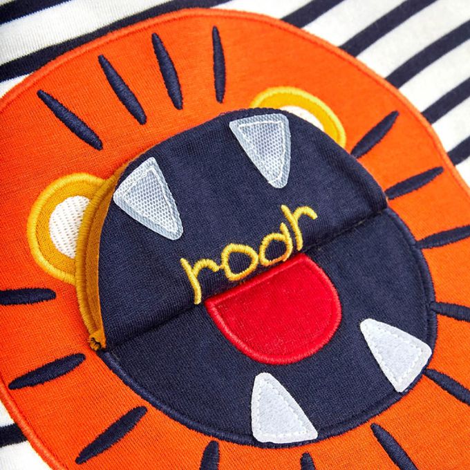 英國 JoJo Maman BeBe - 超優質嬰幼兒童100％純棉短袖上衣/ T-shirt/ 動物T-獅子來囉!