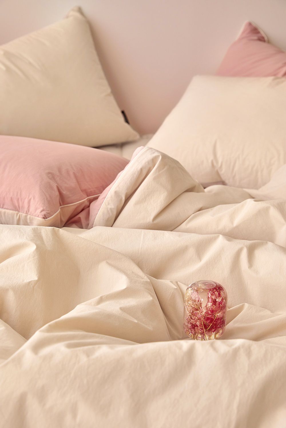 韓國 Maatila - 可水洗雙色高密度60支棉棉被(贈收納袋)-玫瑰花茶