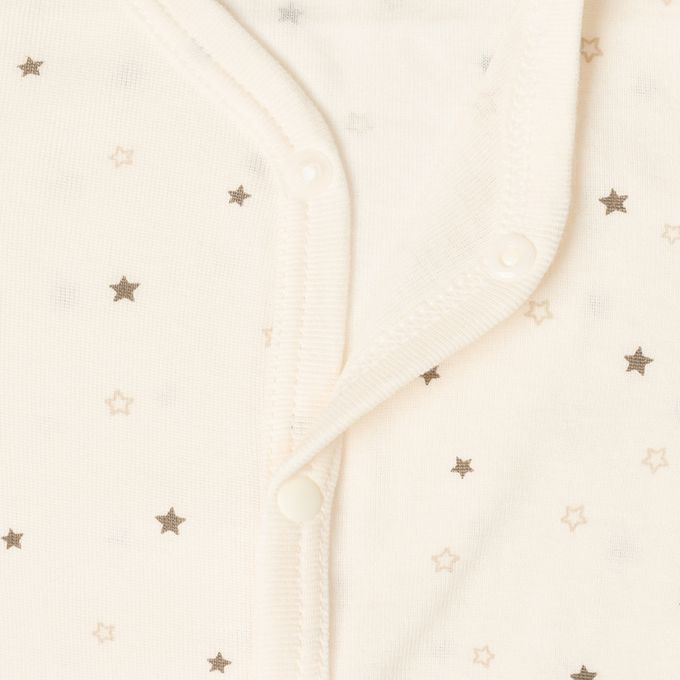 akachan honpo - 長袖前開式速乾包屁衣-2件組 星星-灰色