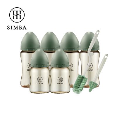 Simba 小獅王辛巴 - 省力洗瓶！蘊蜜鉑金PPSU寬口奶瓶極淨組-新生適用-治綠