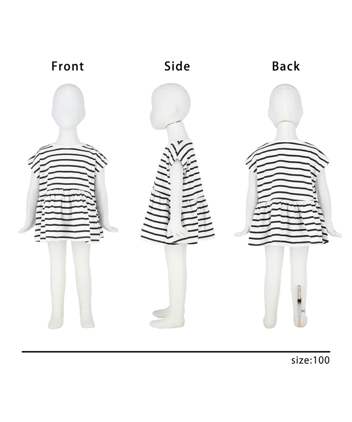 日本 COCA - 橫條紋簡約休閒短袖上衣-孩子-藍