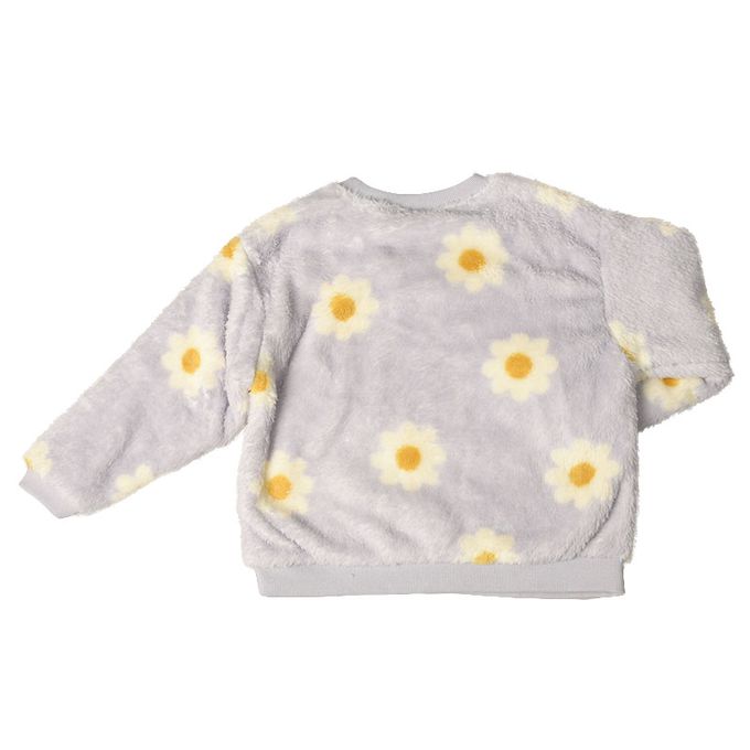 akachan honpo - 長袖休閒上衣-滿版圖案 起絨-淺藍色