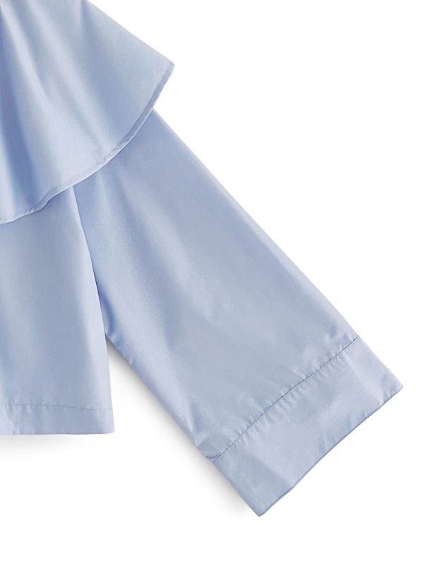 日本 GRL - 氣質大荷葉翻領寬袖襯衫-白 (F)