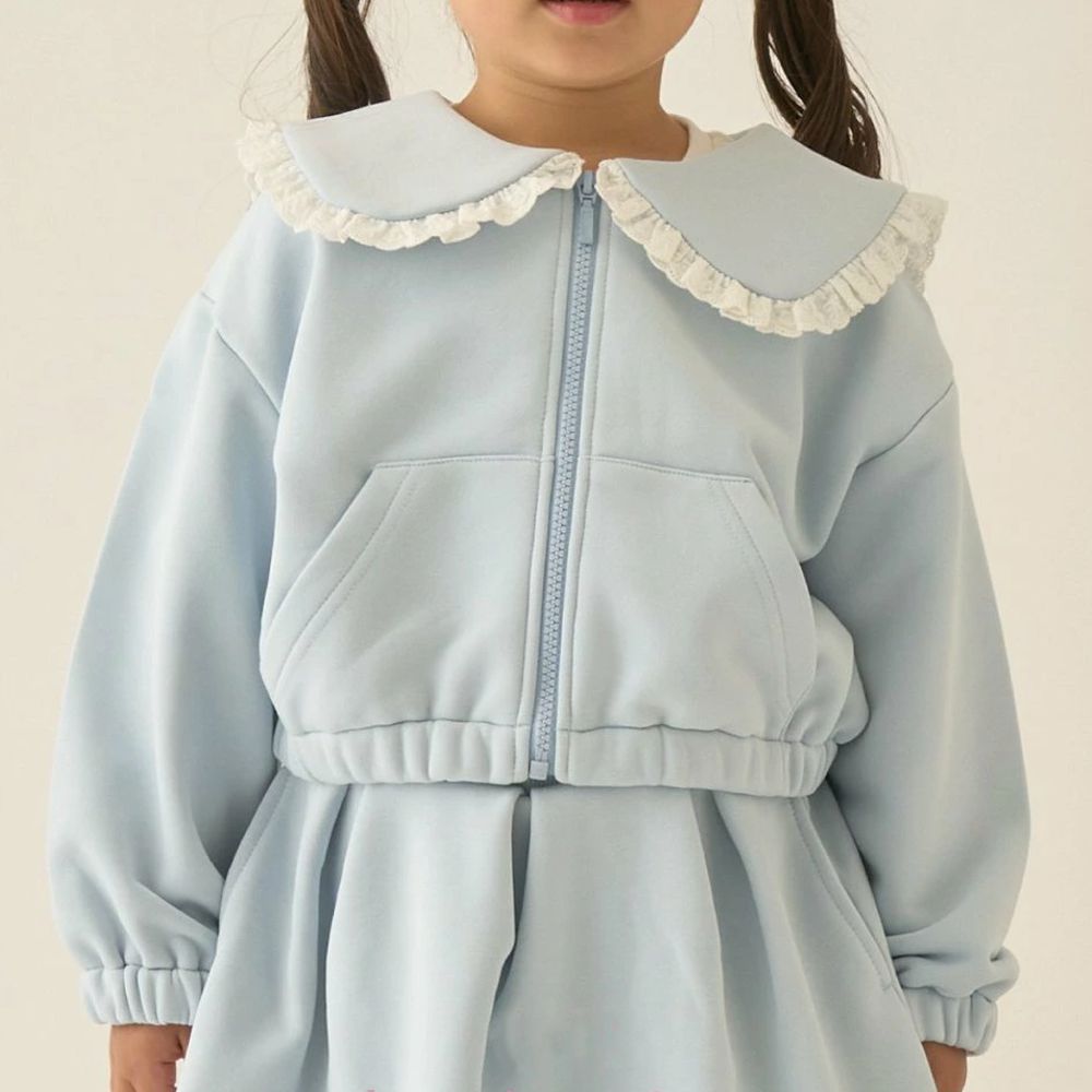 可愛水手領荷葉邊外套-藍