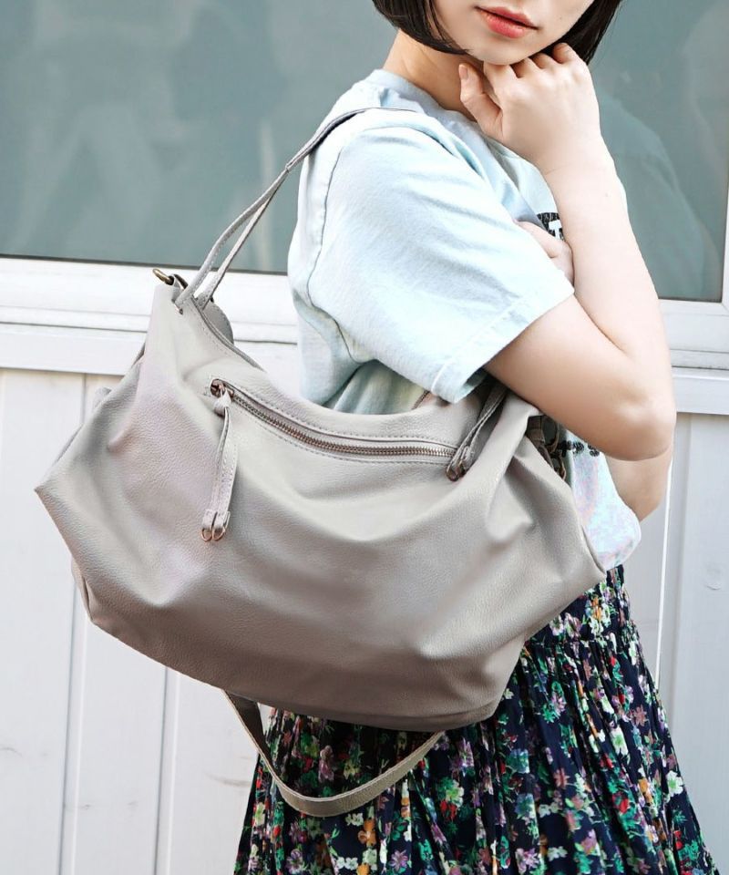 日本 zootie - 2WAY皮革輕量時尚肩背包/通勤包-石墨灰