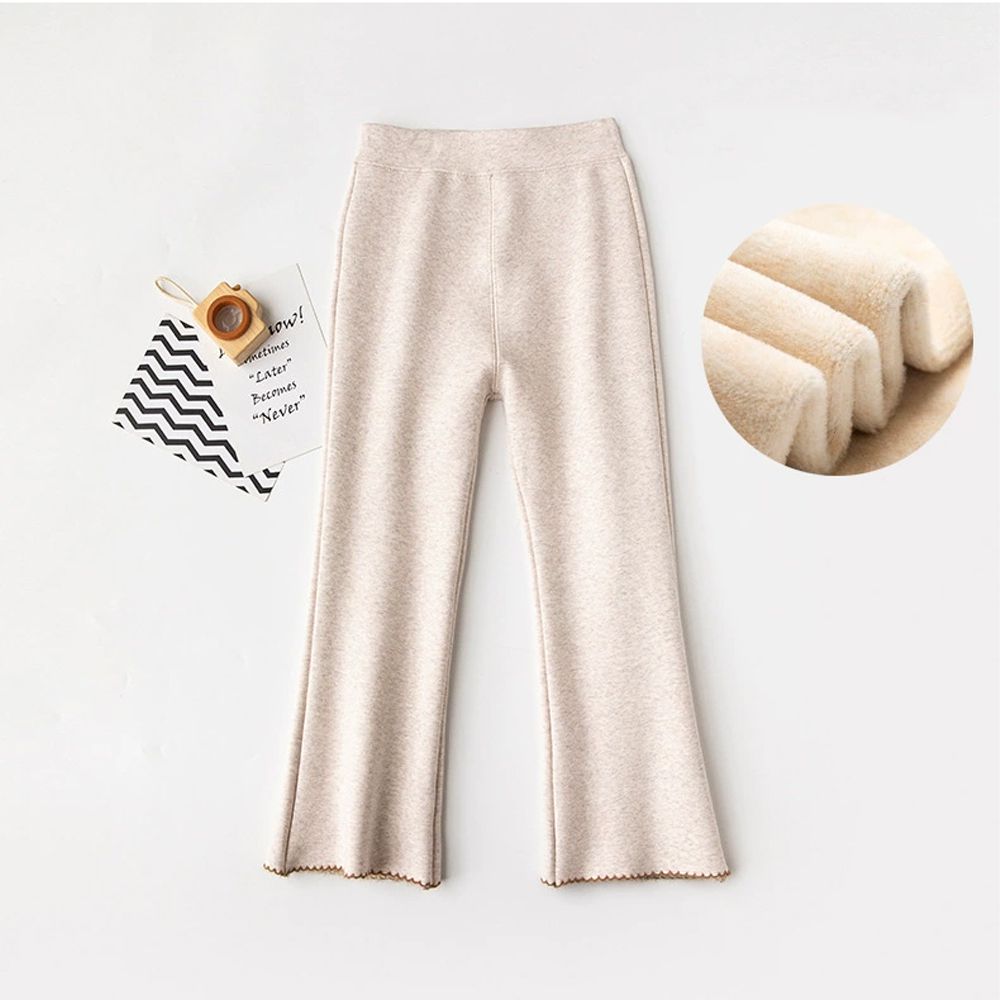 加絨保暖微喇叭內搭褲-燕麥