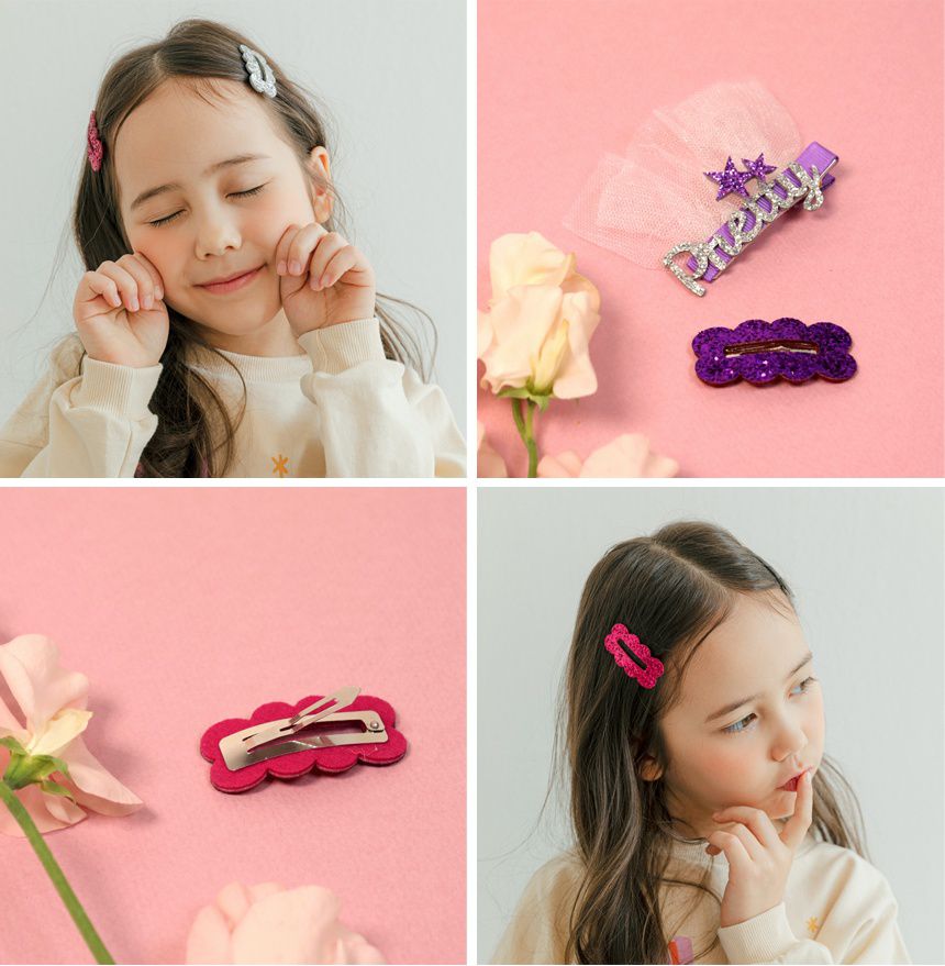 韓國 Bimbo Bimba - 髮夾2入組-Angel-玫瑰粉