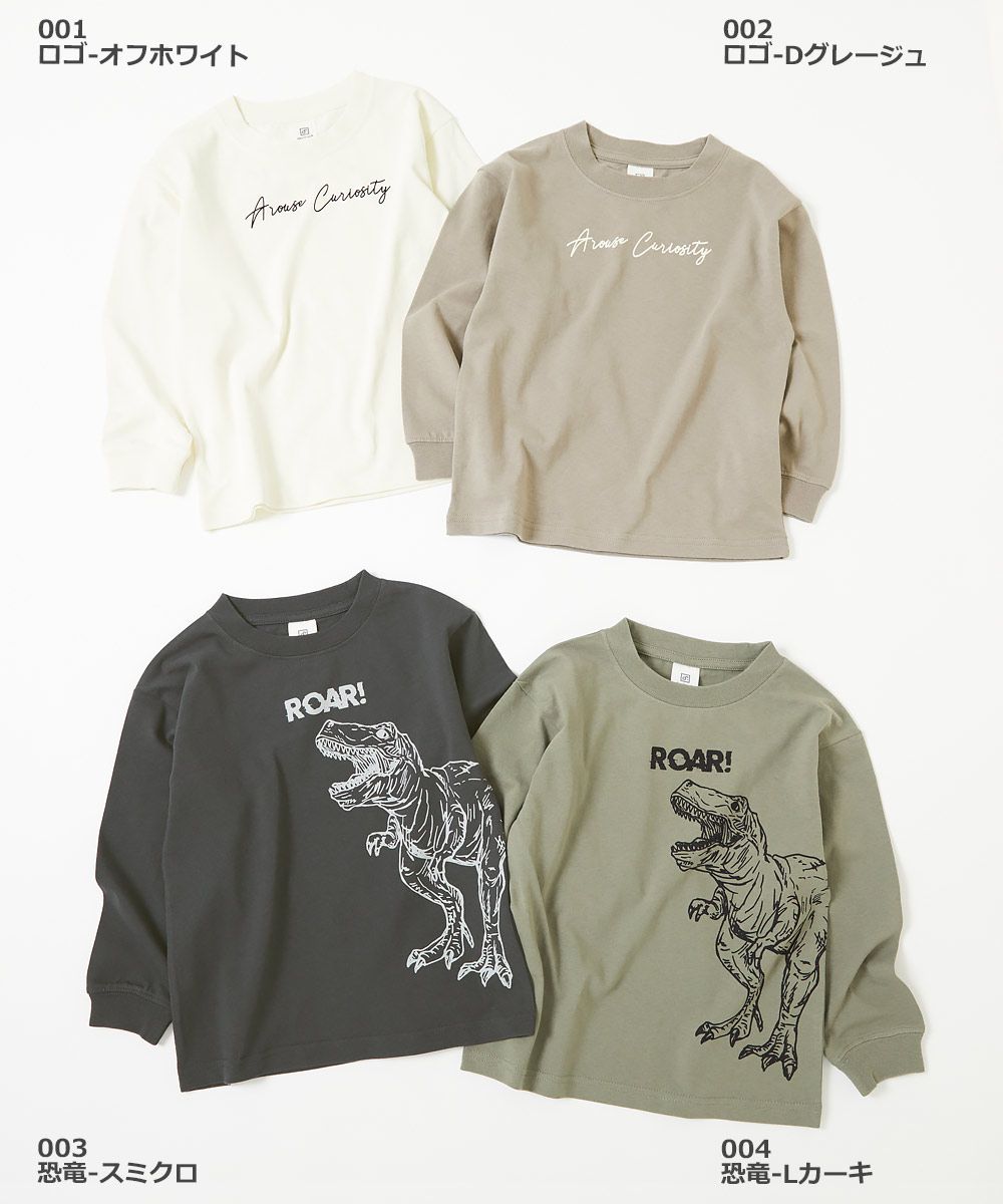 日本 devirock - 定番百搭印花長袖上衣-方塊英文-淺灰